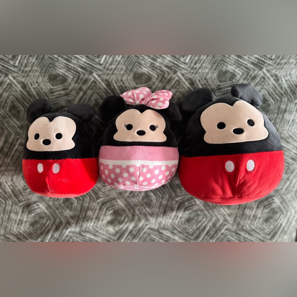 Disney Squishmallow Toy Set Mickey and Minnie Bundle of 3- Black, Red, Pink
